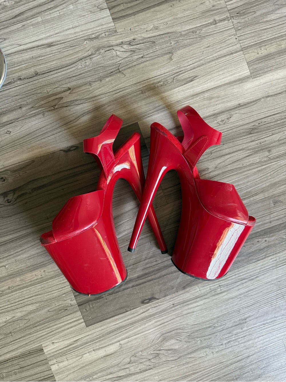 Pleaser Red Platform Stiletto Sandals - Picture 6 of 6